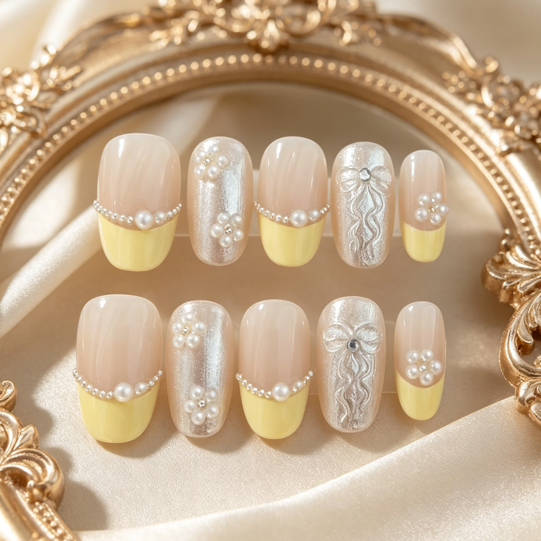 Nail Art Emerald - 10 pieces of hand pressed oval