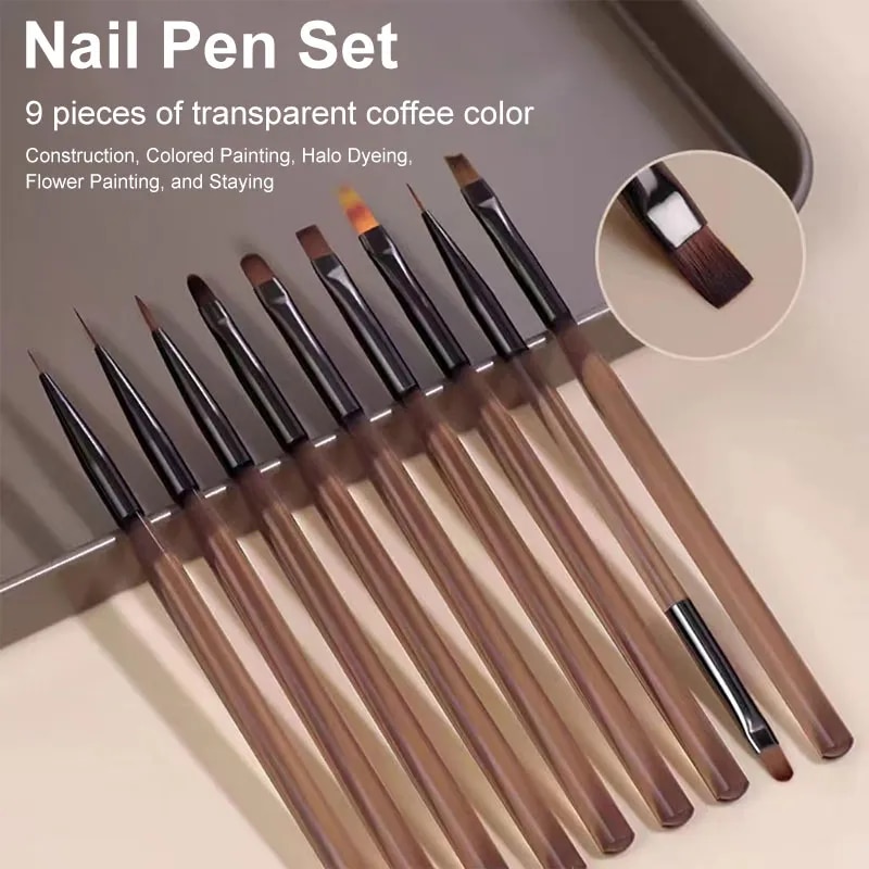 Nail Art Halal - 9PCS UV Gel Nail Brush Liner