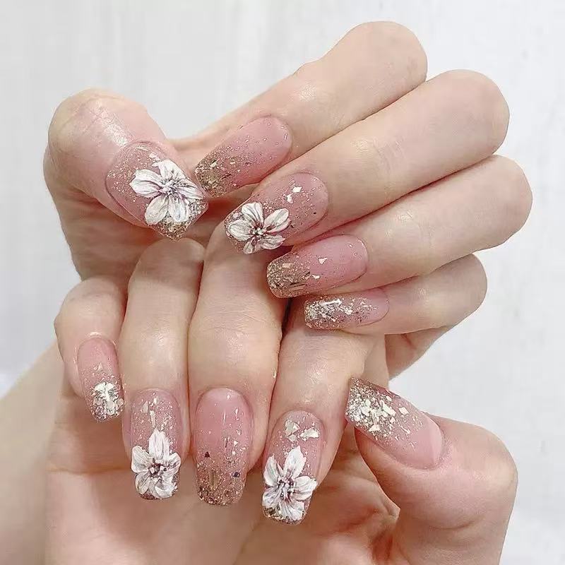 Nail Art Aesthetic - 24pcs Women'S Nail Set Burgundy Almond