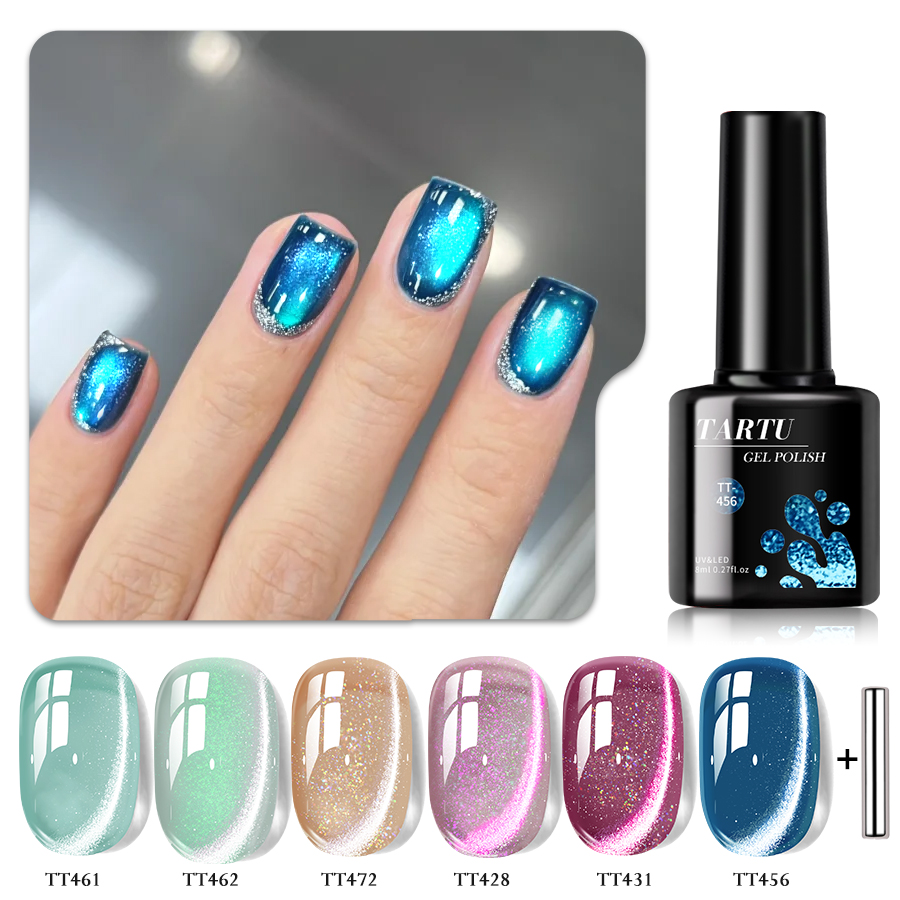 Nail Art Cat Eye Pink - 6pcs Cat Eye Gel Nail Polish