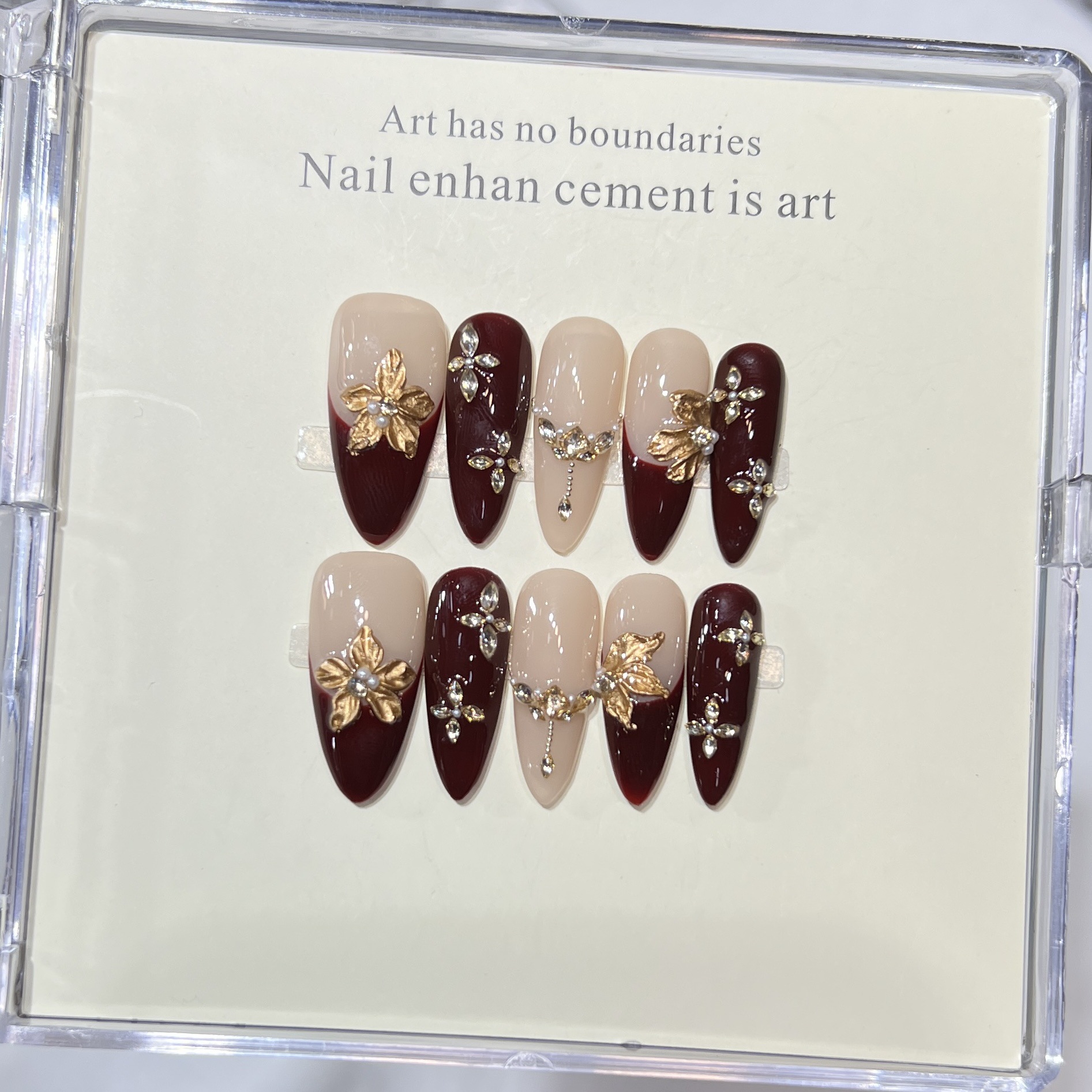 Nail Art Aesthetic - 10Pcs Handmade Elegant French Detachable Fake