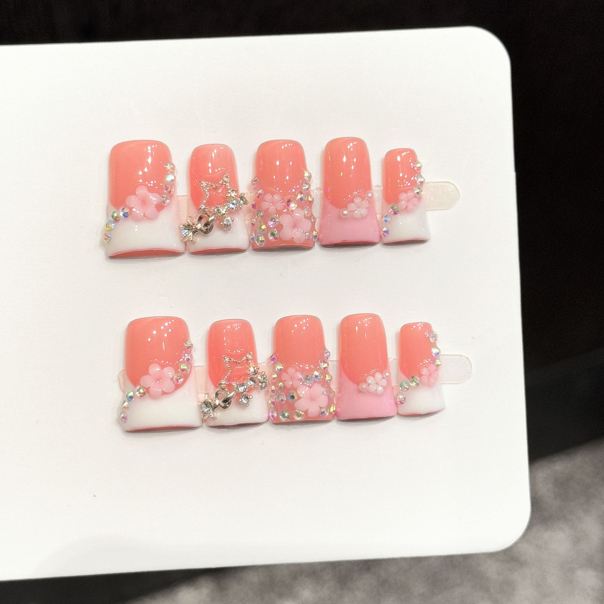 Nail Art Emerald - 10pcs Pure Hand Pressed Duck Nail