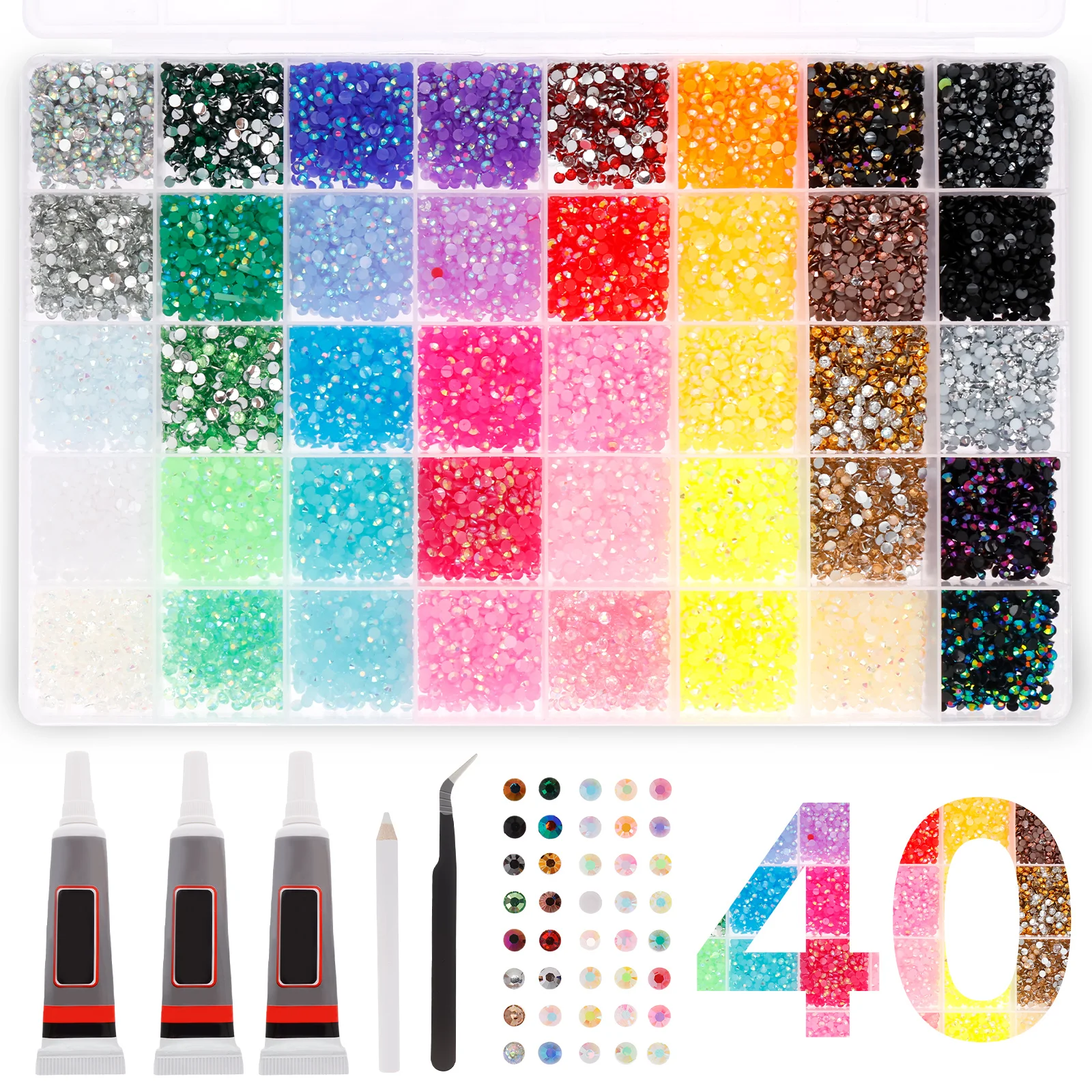 Nail Art Jelly - Resin Jelly Rhinestone Set Fade Resistant