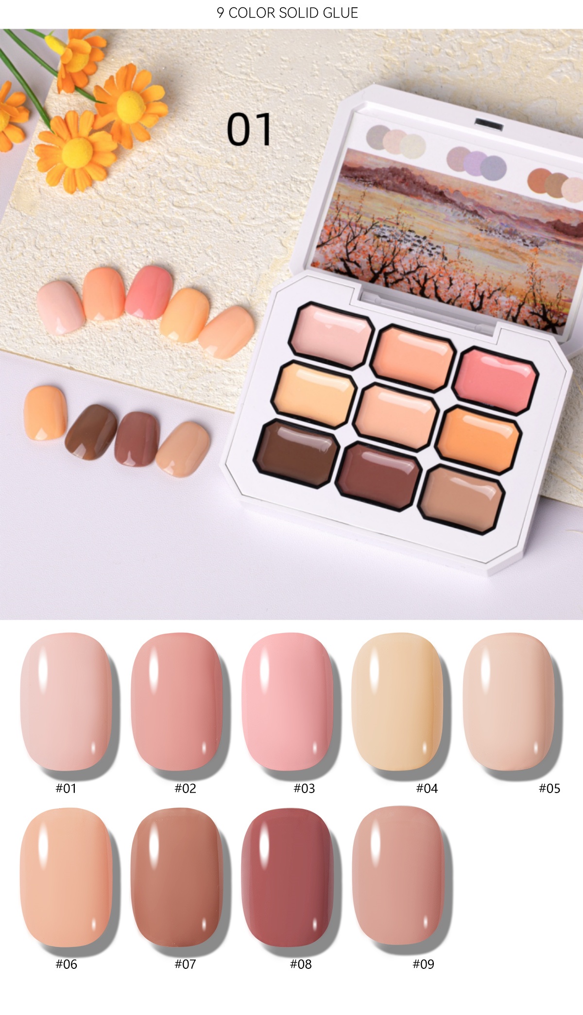 Nail Art Halal - 1pc 9-grid color painting gel high