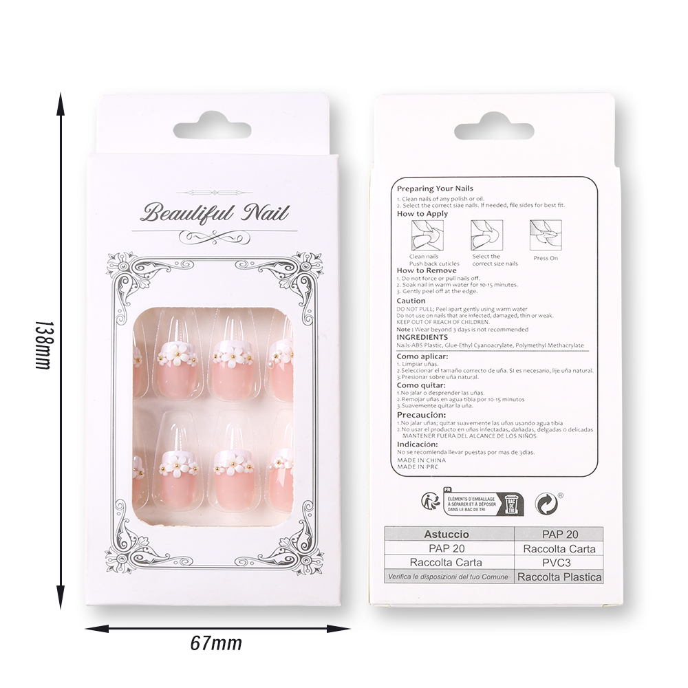 24pcs Medium Long Acrylic Fake - Nail Art Aesthetic recension och pris