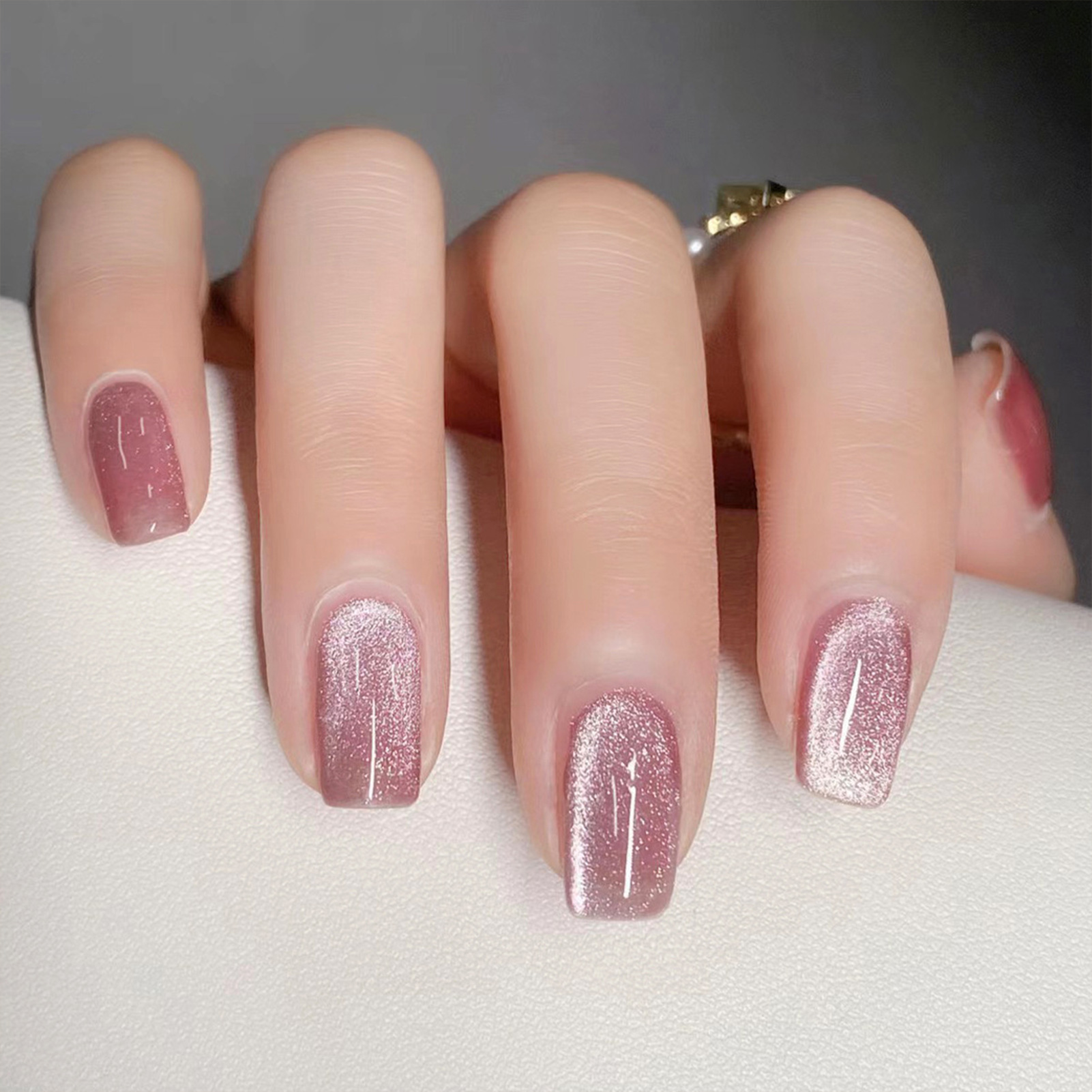 24pcs Pink Shiny Press-on Nail - Nail Art Cat Eye Pink recension och pris