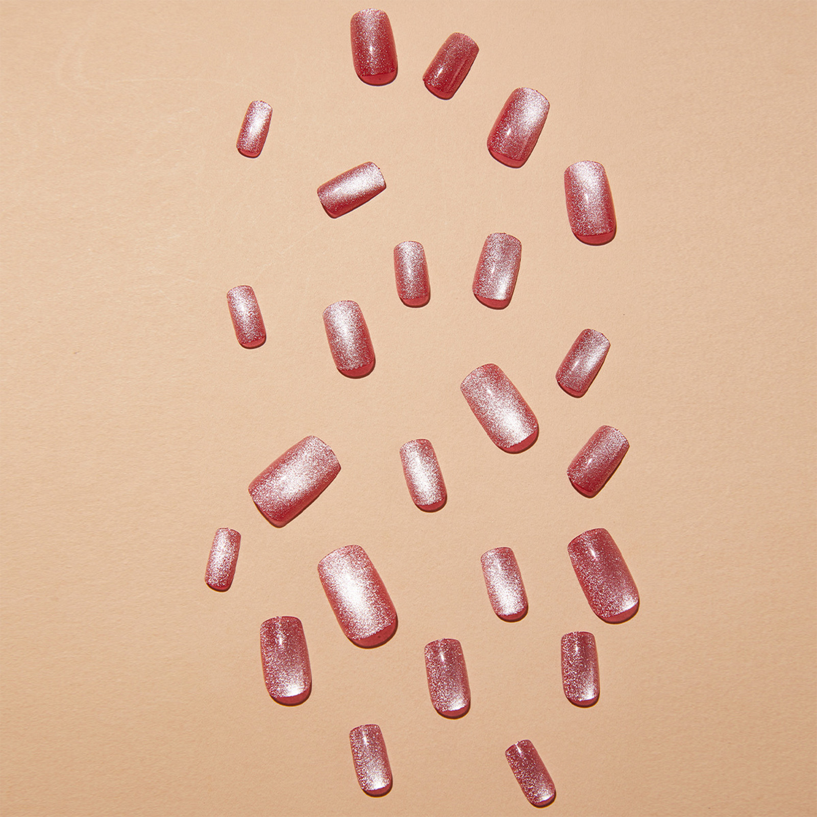 24pcs Pink Shiny Press-on Nail - Nail Art Cat Eye Pink recension och pris