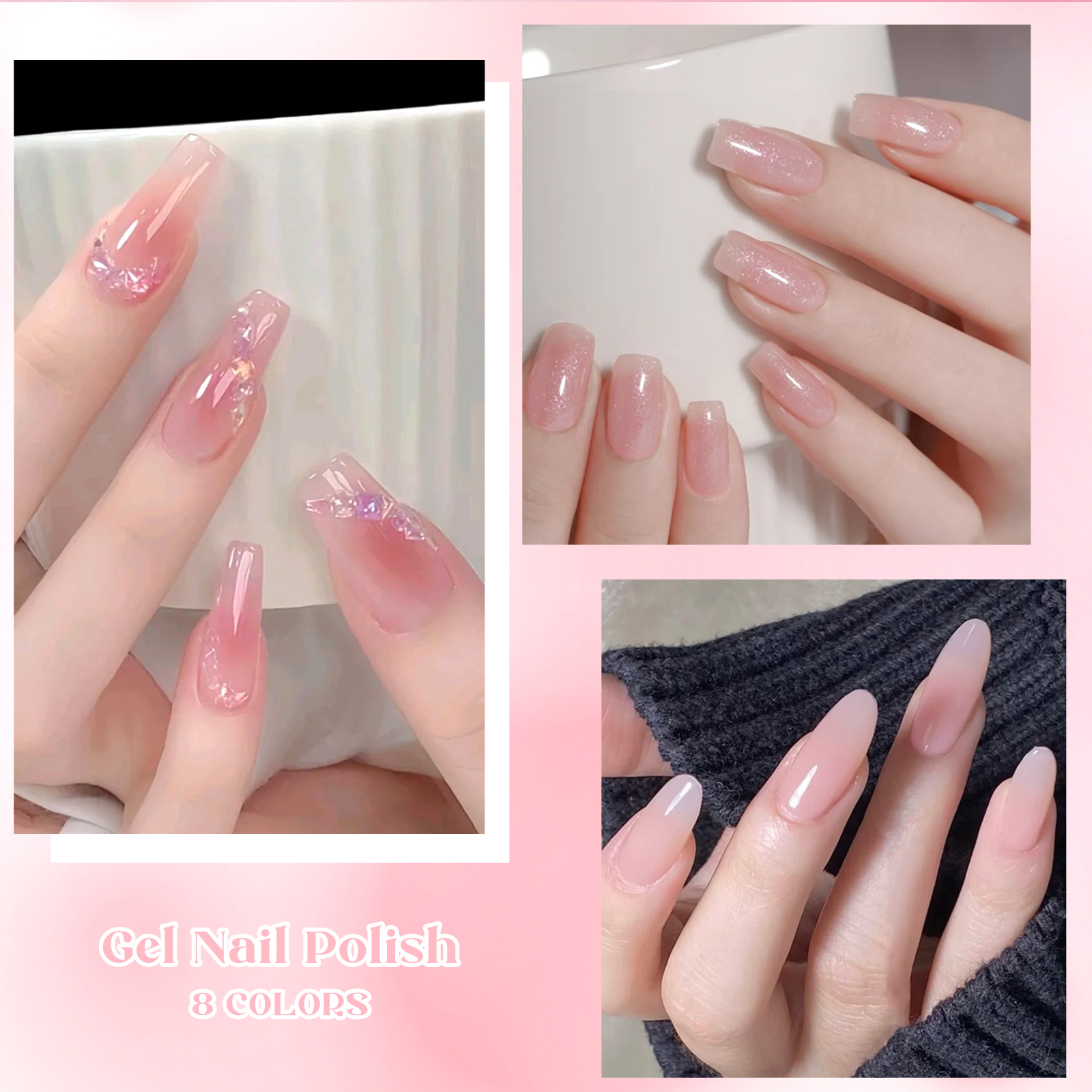8pcs Nude Jelly Gel Nail Polis - Nail Art Jelly recension och pris