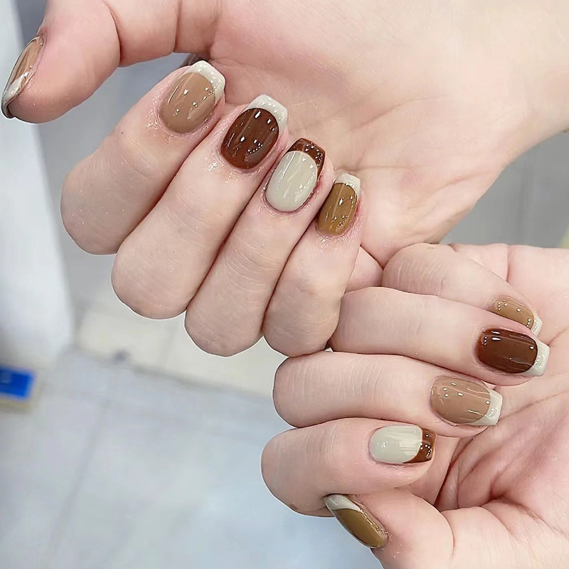 24Pcs Caramel Brown Ombre Glit - Nail Art Aesthetic recension och pris