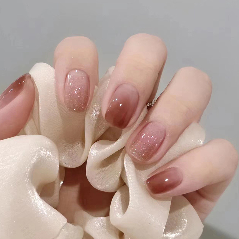 24Pcs Caramel Brown Ombre Glit - Nail Art Aesthetic recension och pris