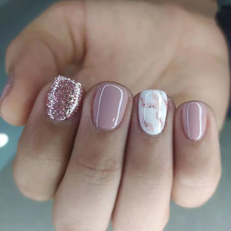 24Pcs Reusable Fake Nails Shor - Nail Art Aesthetic recension och pris