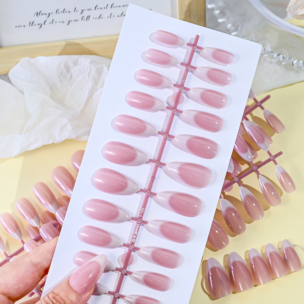 120pcs Pink Medium Almond Fren - Nail Art Aesthetic recension och pris