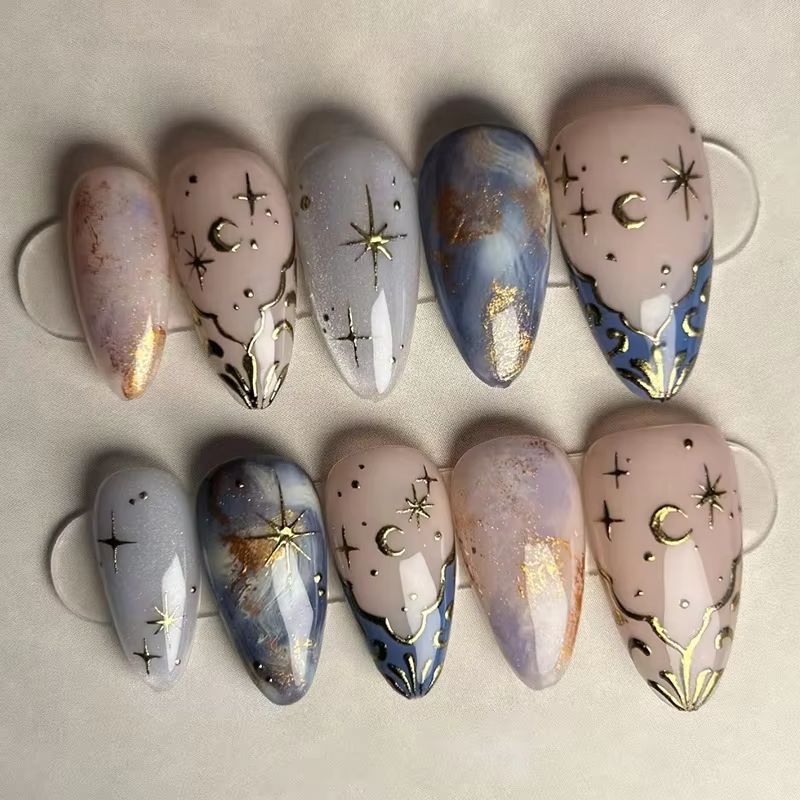 24Pcs Short Almond Nails Set F - Nail Art Jelly recension och pris