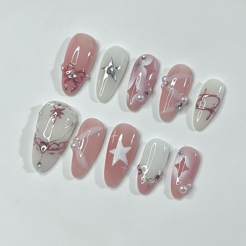 24Pcs Short Almond Nails Set F - Nail Art Jelly recension och pris