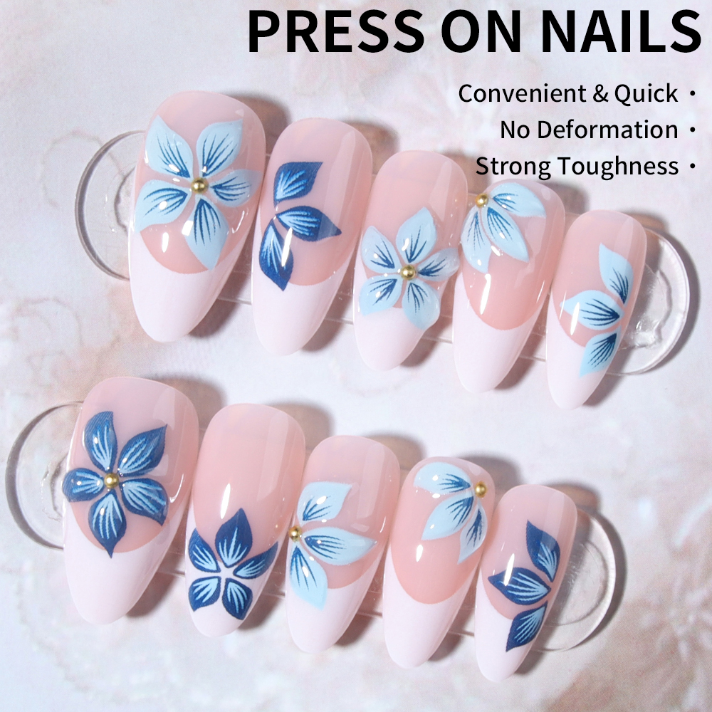 24pcs Almond 3d gel flower whi - Nail Art Jelly recension och pris