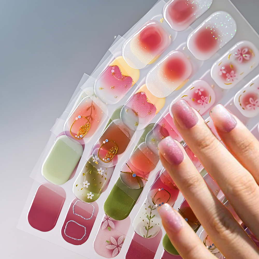 1pcs Blush Flowers Semi Cured  - Striping Tape Nail recension och pris