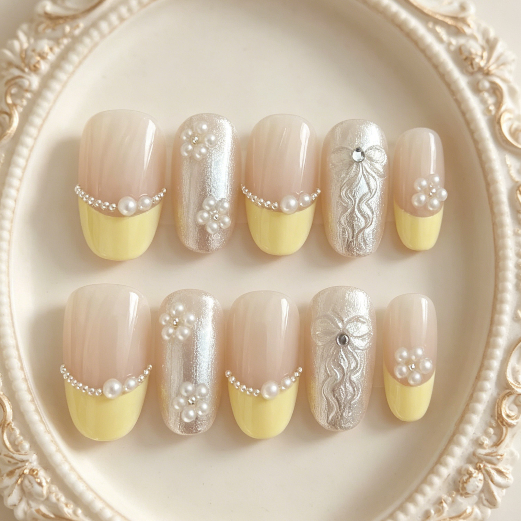 10 pieces of hand pressed oval - Nail Art Emerald recension och pris