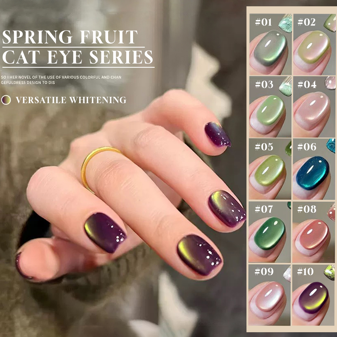 MIANEL 1pcs 12ML Green Grape P - Nail Art Cat Eye Pink recension och pris