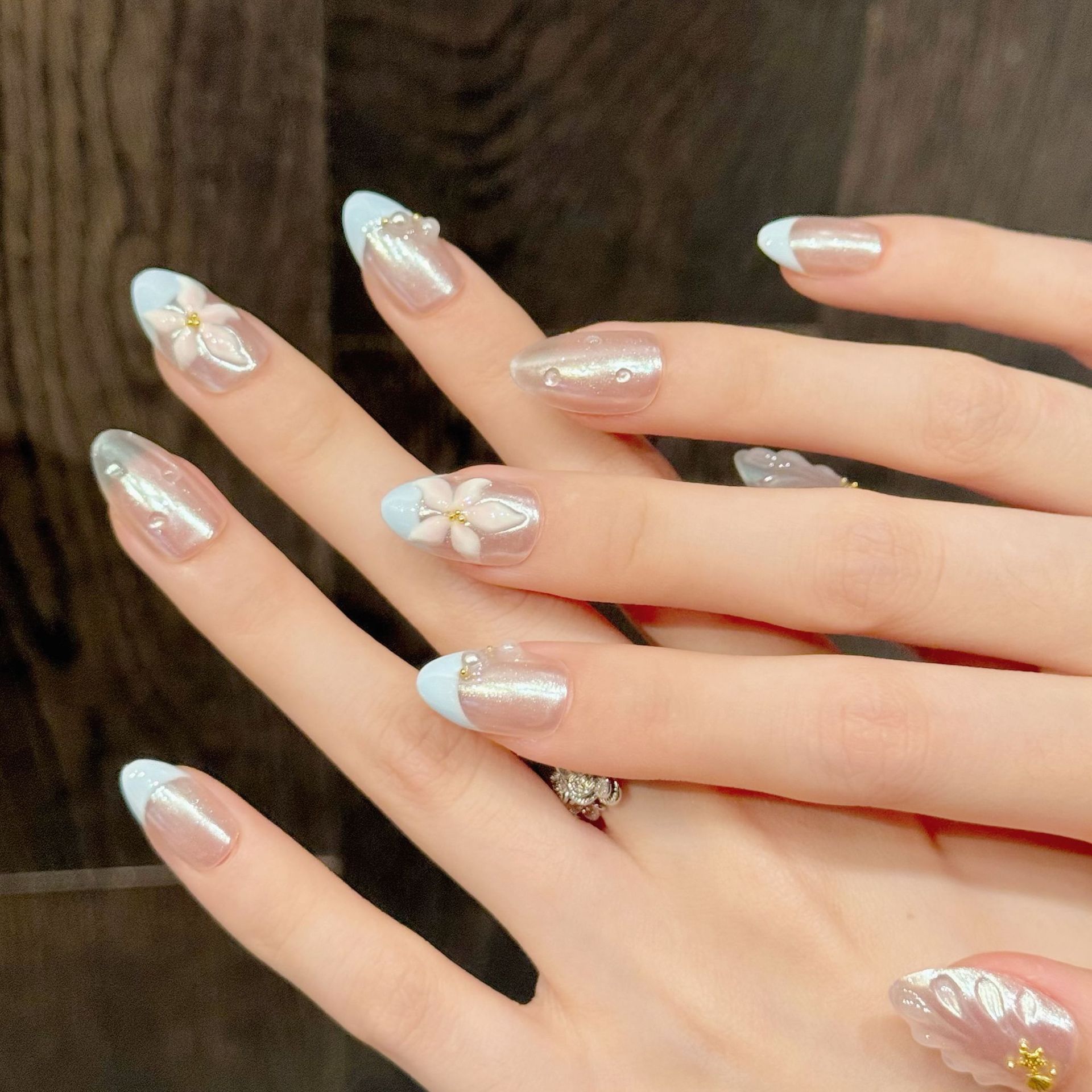 10pcs Handmade Pressed Almond  - Nail Art Emerald recension och pris