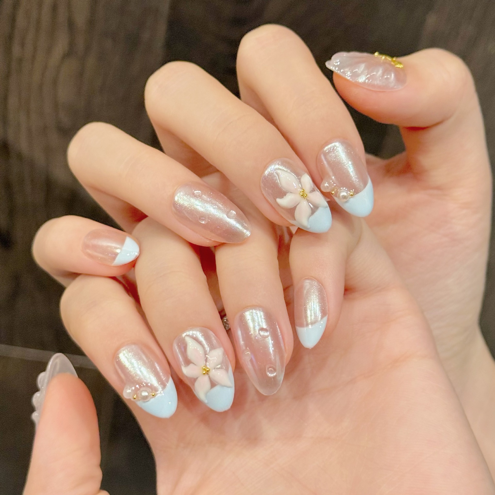 10pcs Handmade Pressed Almond  - Nail Art Emerald recension och pris