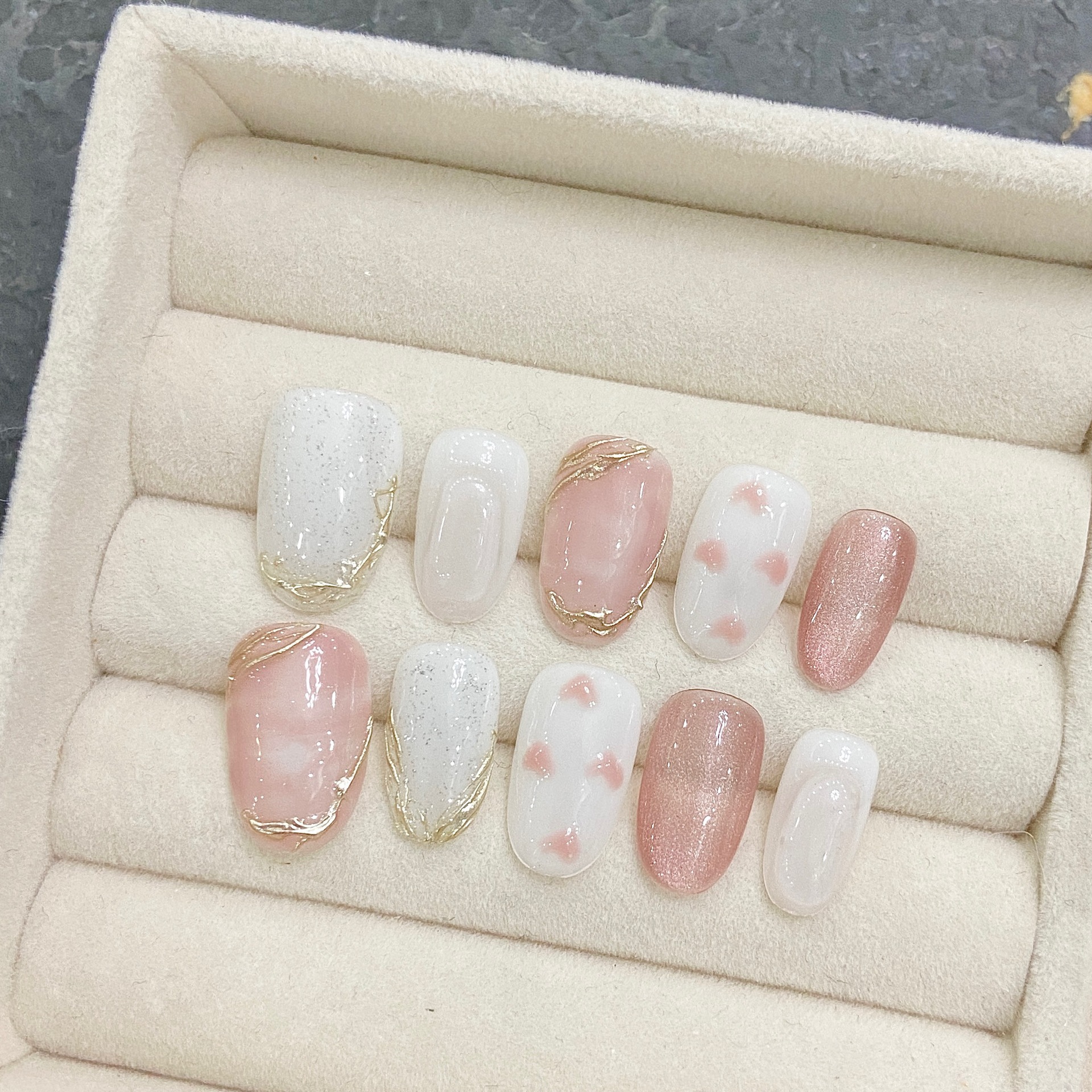 10Pcs Pink Handmade Press On N - Nail Art Aesthetic recension och pris