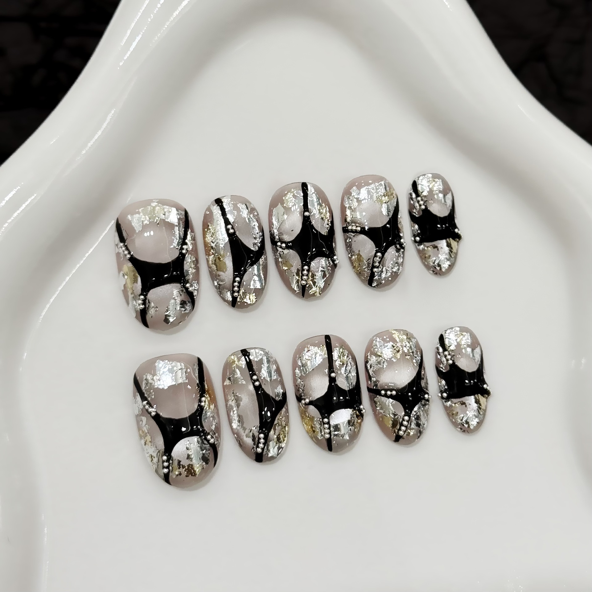 10pcs Pure Hand Pressed Short  - Nail Art Emerald recension och pris