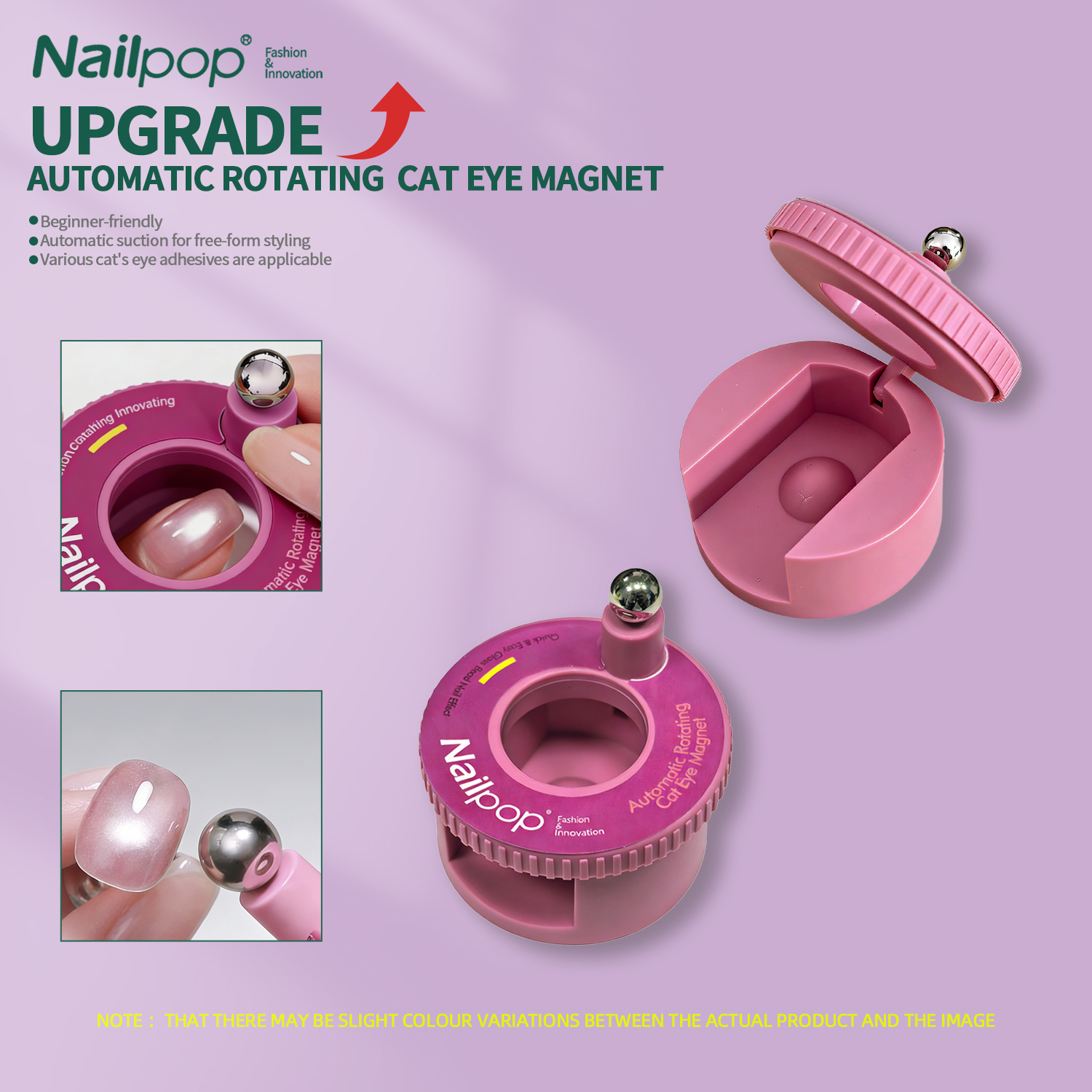 Nailpop Automatic Rotating Cat - Nail Art Cat Eye Pink recension och pris