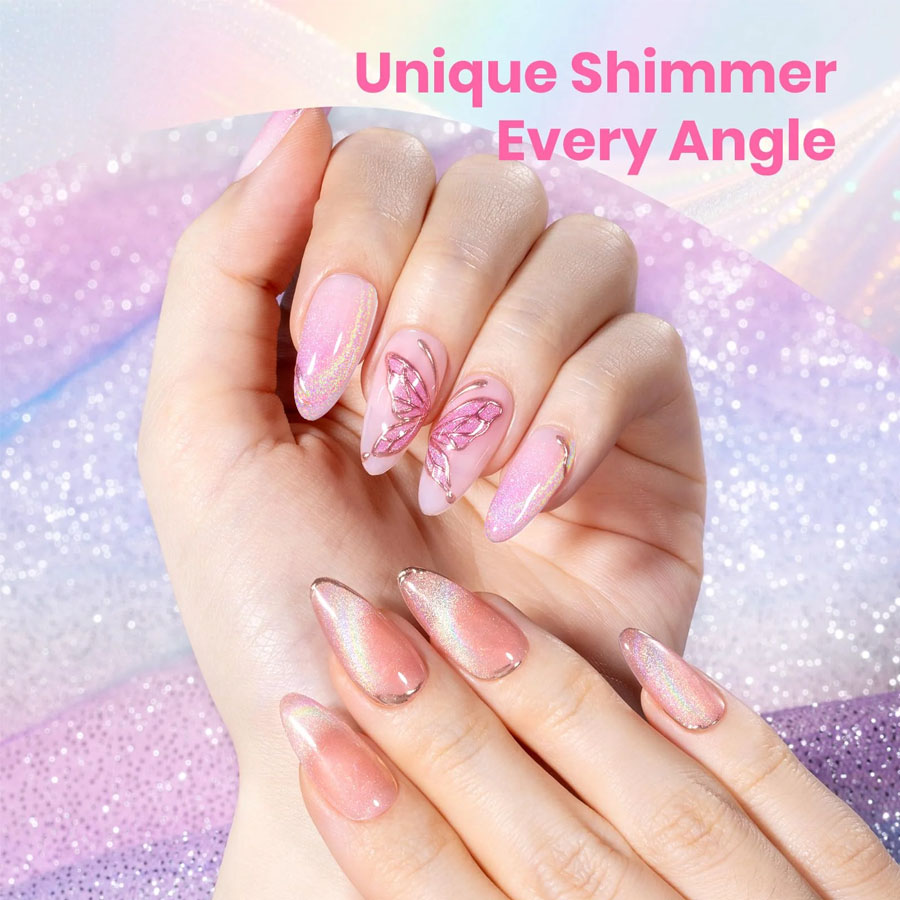 QAZIXU 1/6 Pcs Rainbow Cat Eye - Nail Art Cat Eye Pink recension och pris