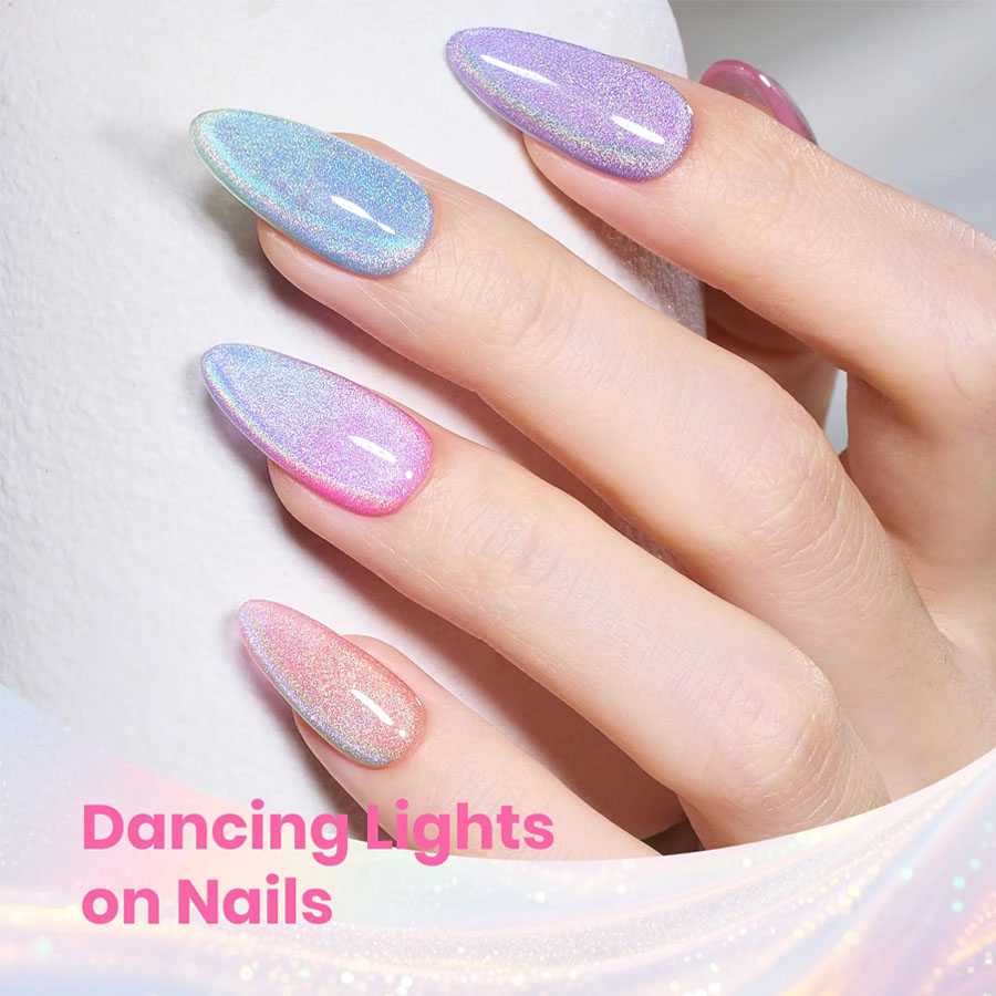 QAZIXU 1/6 Pcs Rainbow Cat Eye - Nail Art Cat Eye Pink recension och pris