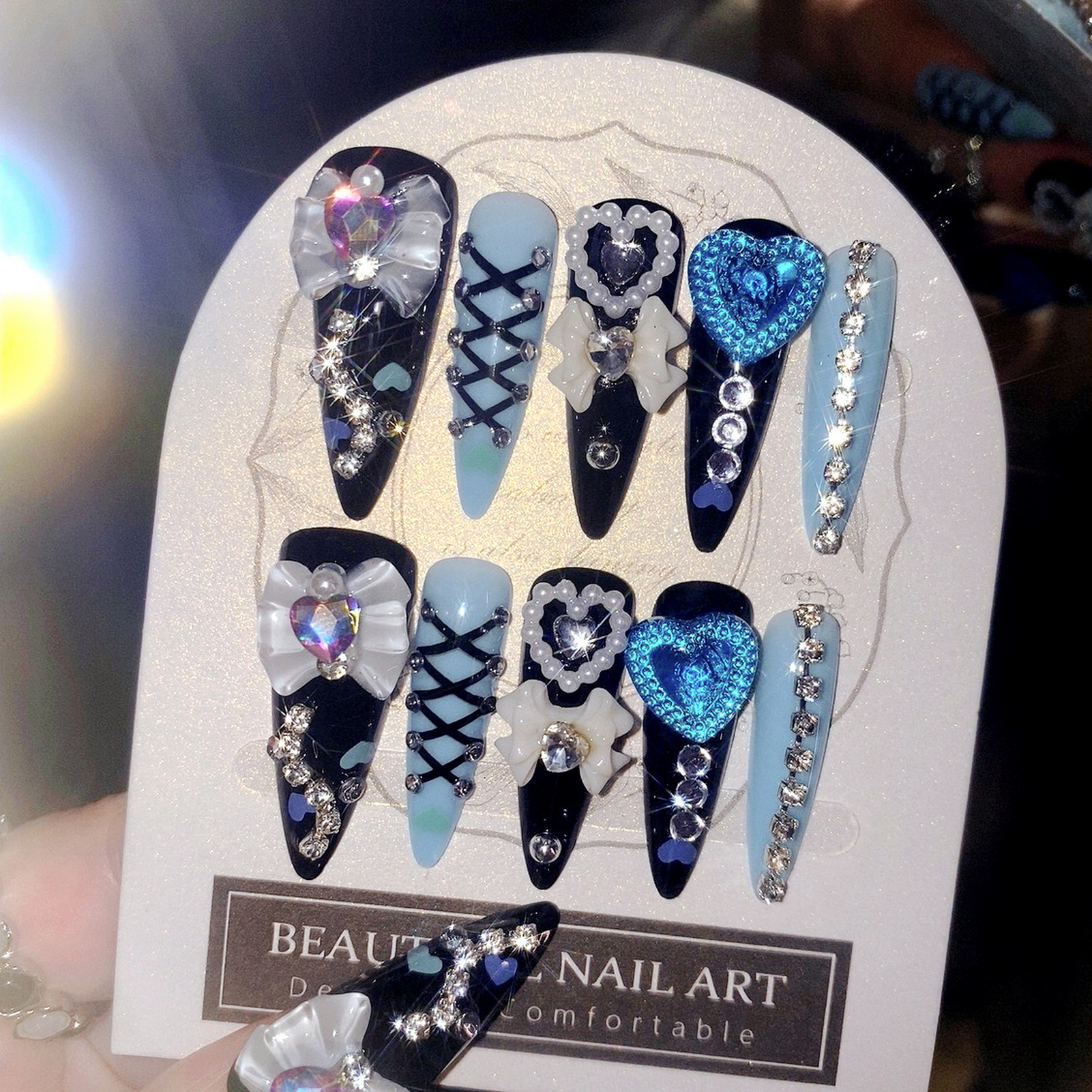 24pcs 3D Bow Decor False Nails - Nail Art Aesthetic recension och pris