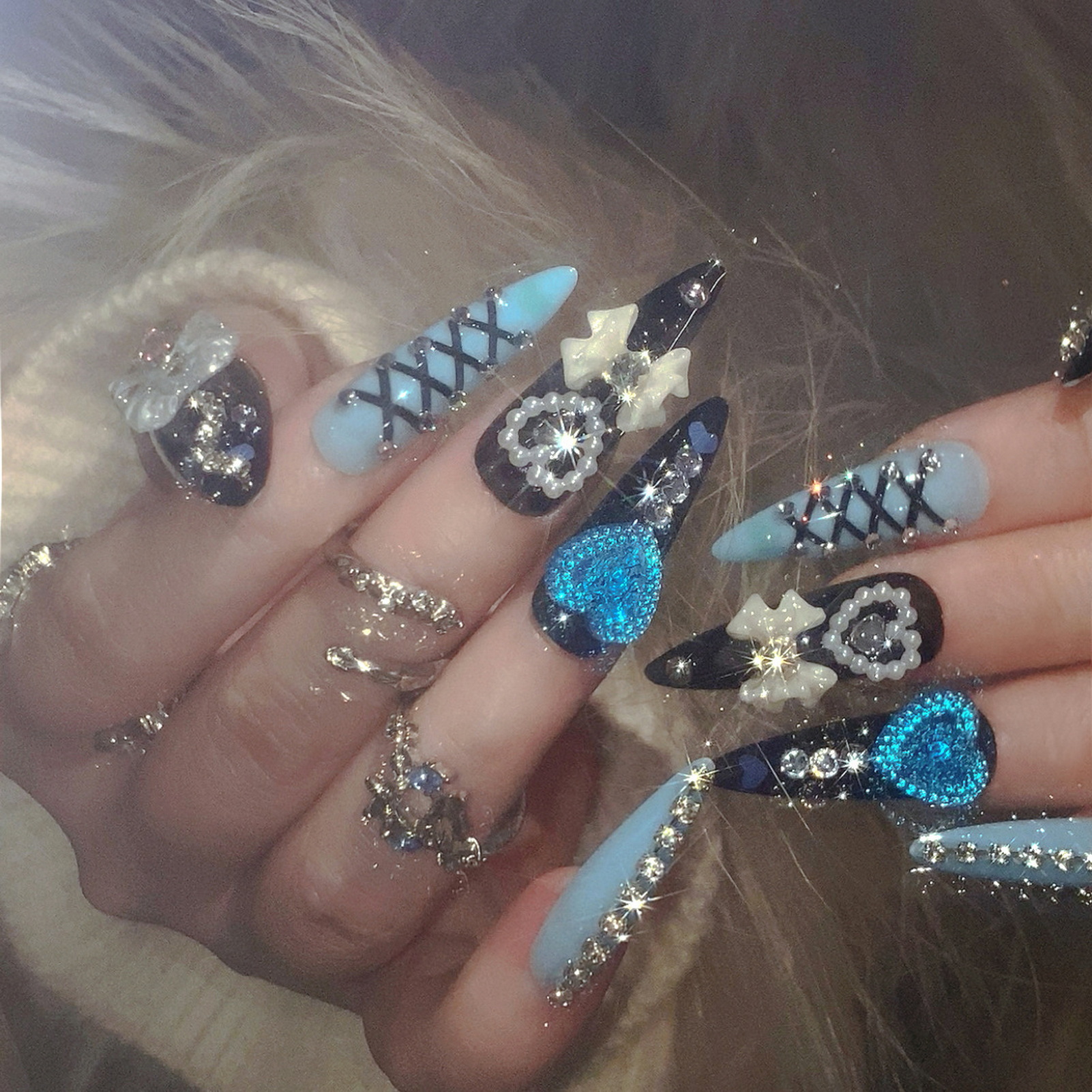 24pcs 3D Bow Decor False Nails - Nail Art Aesthetic recension och pris