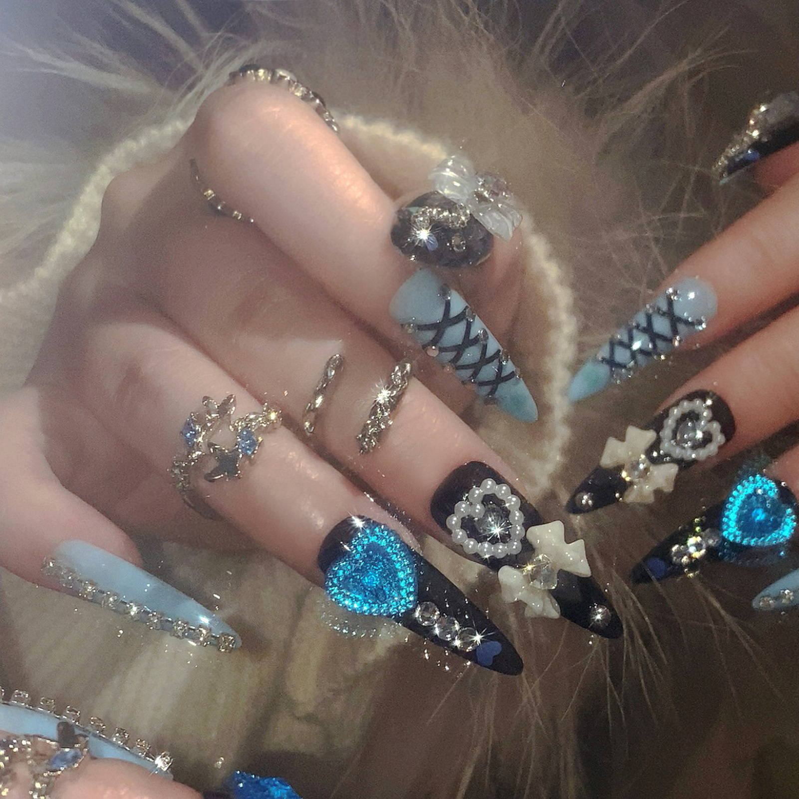24pcs 3D Bow Decor False Nails - Nail Art Aesthetic recension och pris