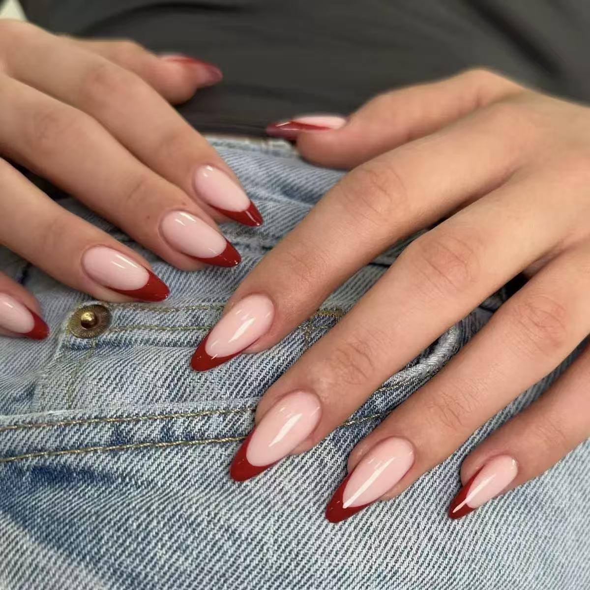 24pcs Women'S Nail Set Burgund - Nail Art Aesthetic recension och pris