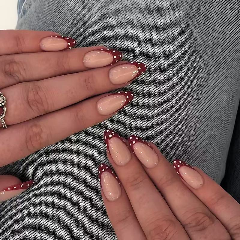 24pcs Women'S Nail Set Burgund - Nail Art Aesthetic recension och pris