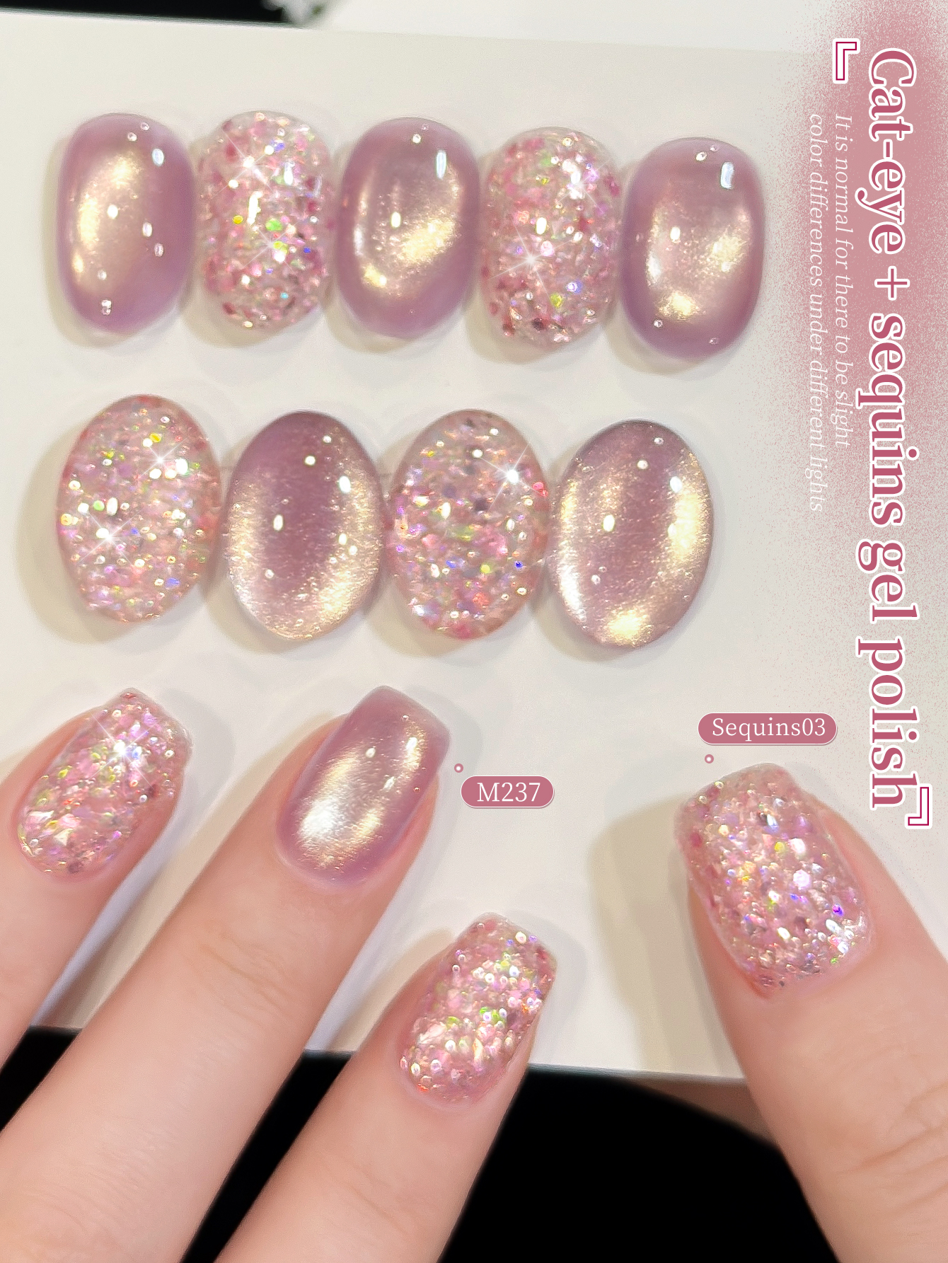 XEIJAYI 2Pcs 15ML Pink Cat Eye - Nail Art Cat Eye Pink recension och pris