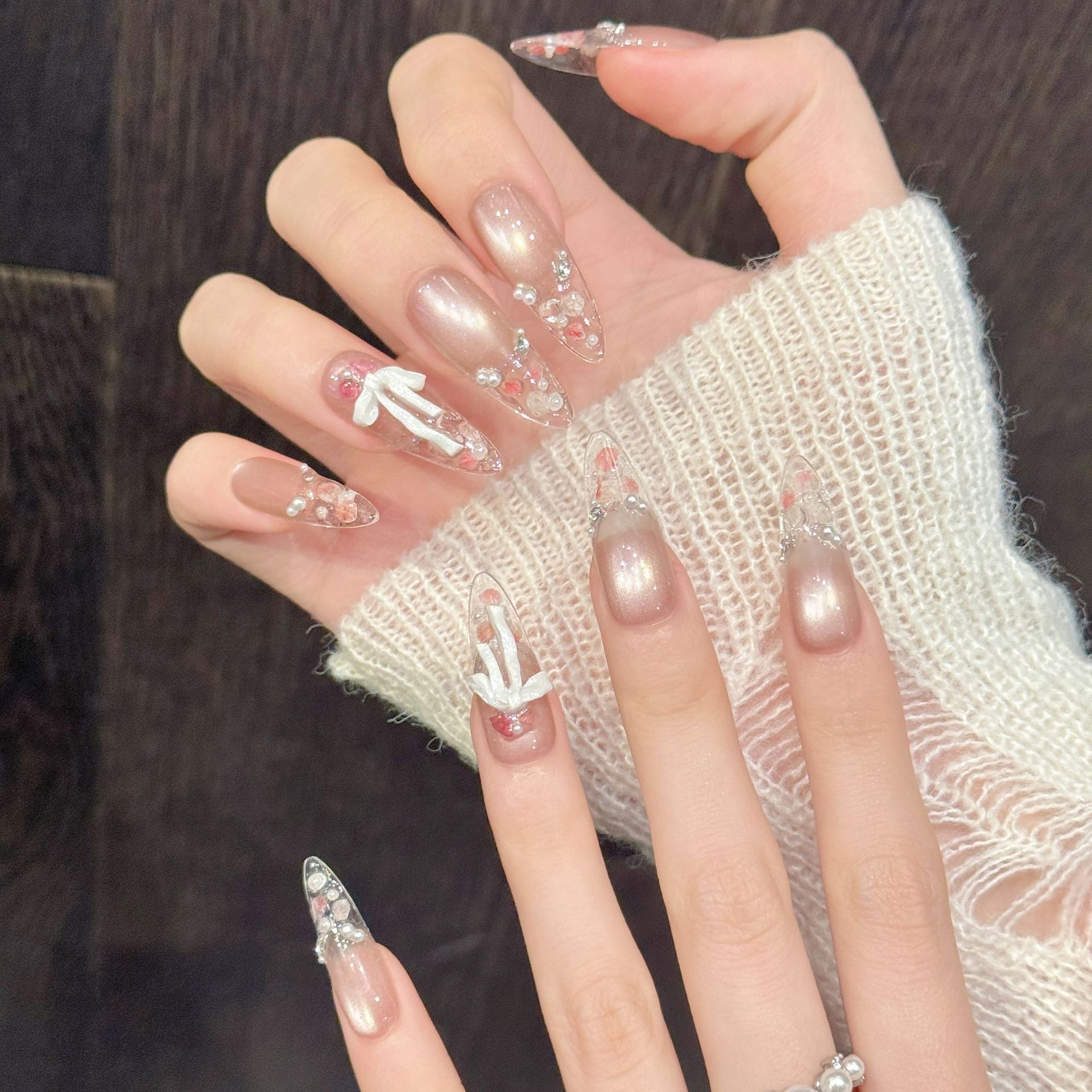 10pcs Pure Hand Pressed Long O - Nail Art Emerald recension och pris