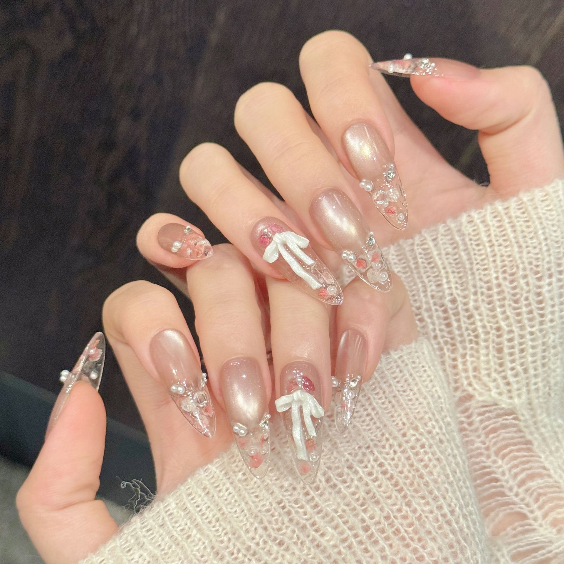 10pcs Pure Hand Pressed Long O - Nail Art Emerald recension och pris