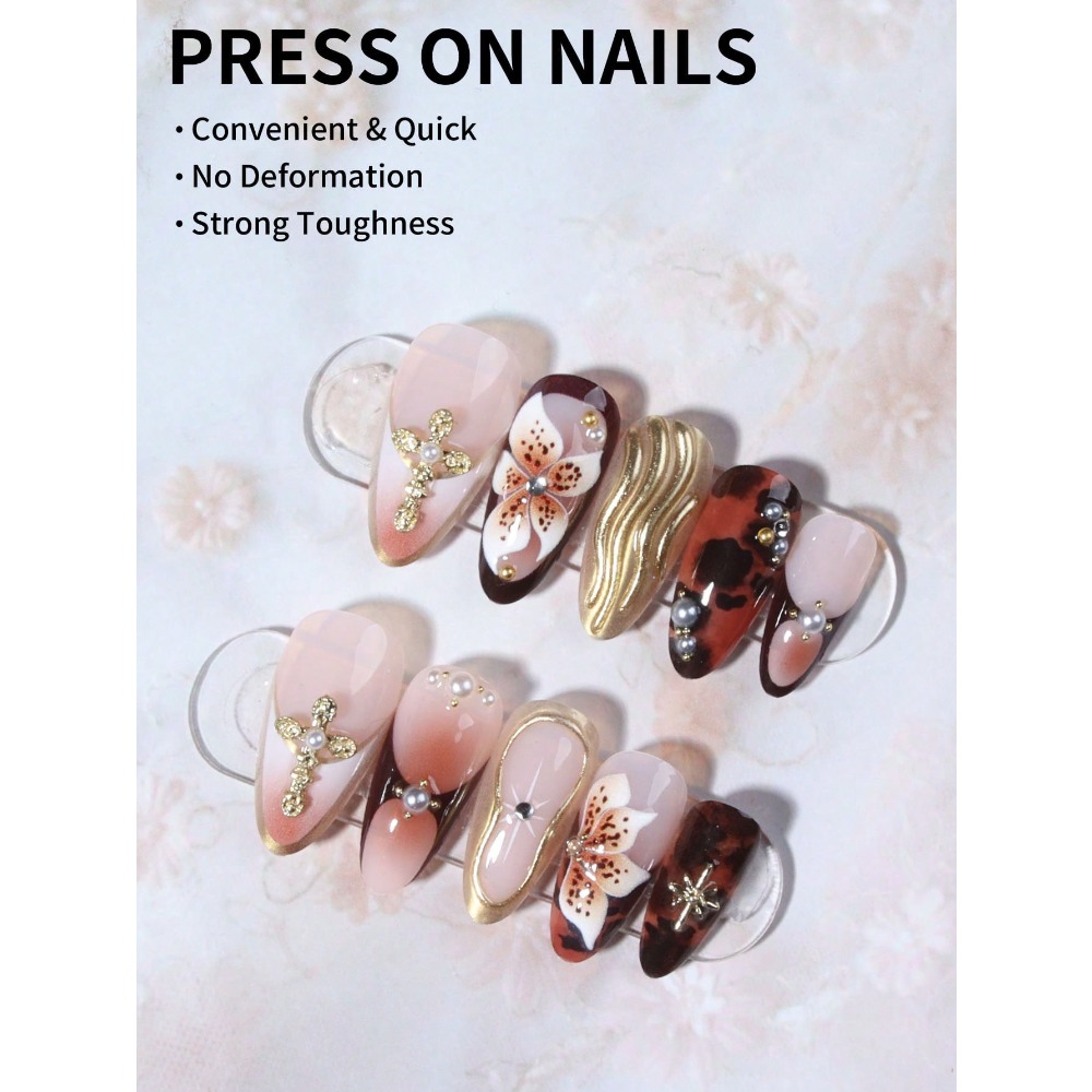 24pcs Almond Shaped 3D Gel Nai - Nail Art Jelly recension och pris