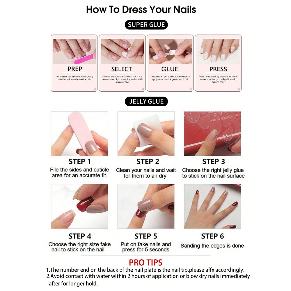 24pcs Almond Shaped 3D Gel Nai - Nail Art Jelly recension och pris