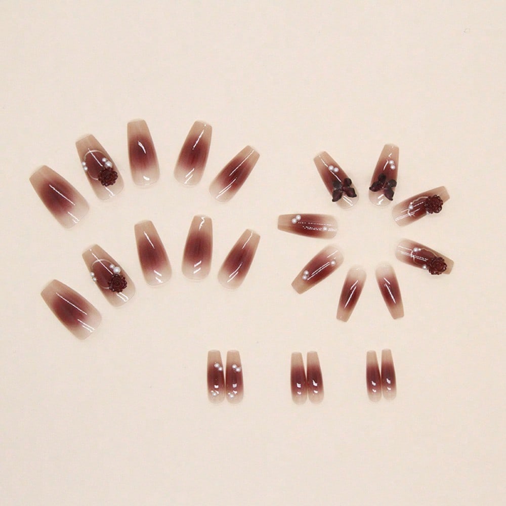 24Pcs Red Rose Butterfly Press - Nail Art Aesthetic recension och pris