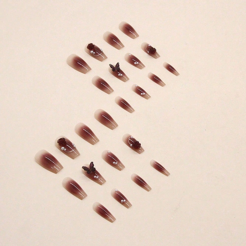 24Pcs Red Rose Butterfly Press - Nail Art Aesthetic recension och pris
