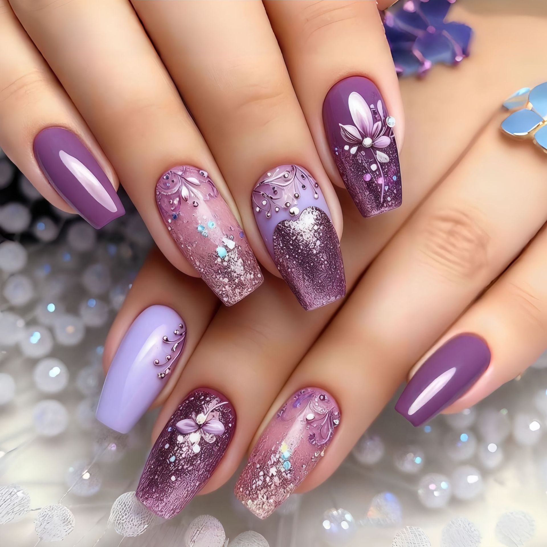 Medium long fake nails gradien - Nail Art Aesthetic recension och pris