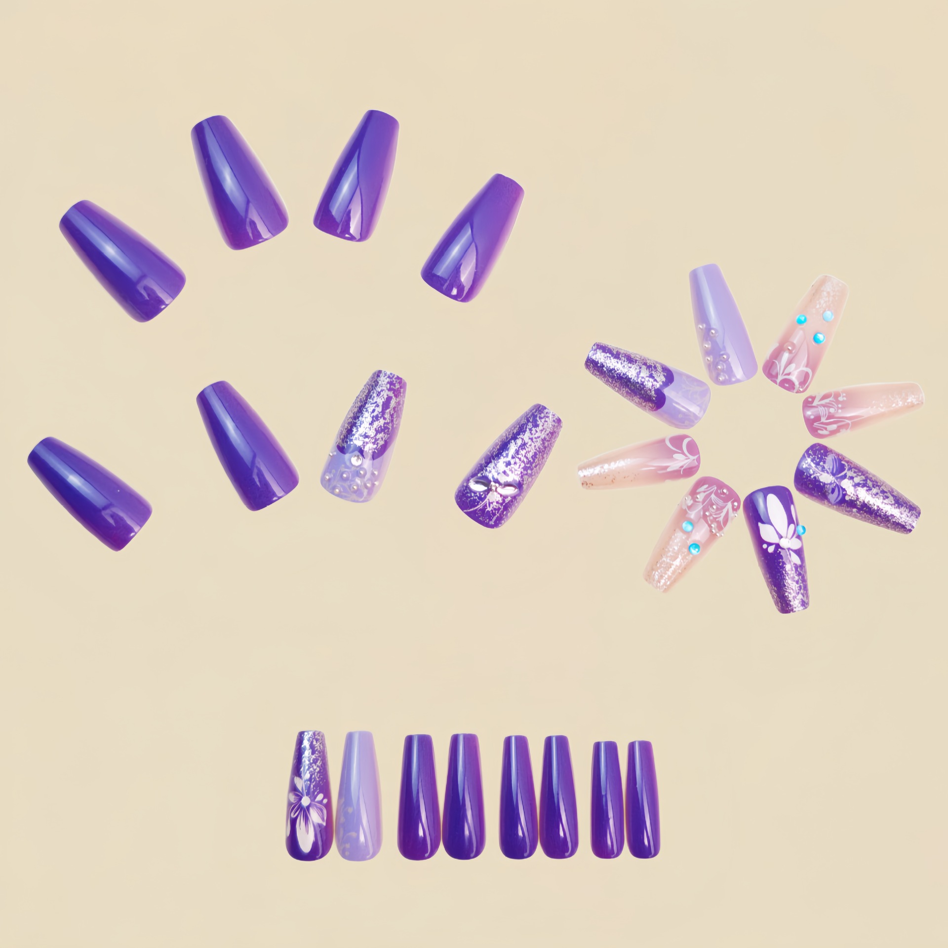Medium long fake nails gradien - Nail Art Aesthetic recension och pris