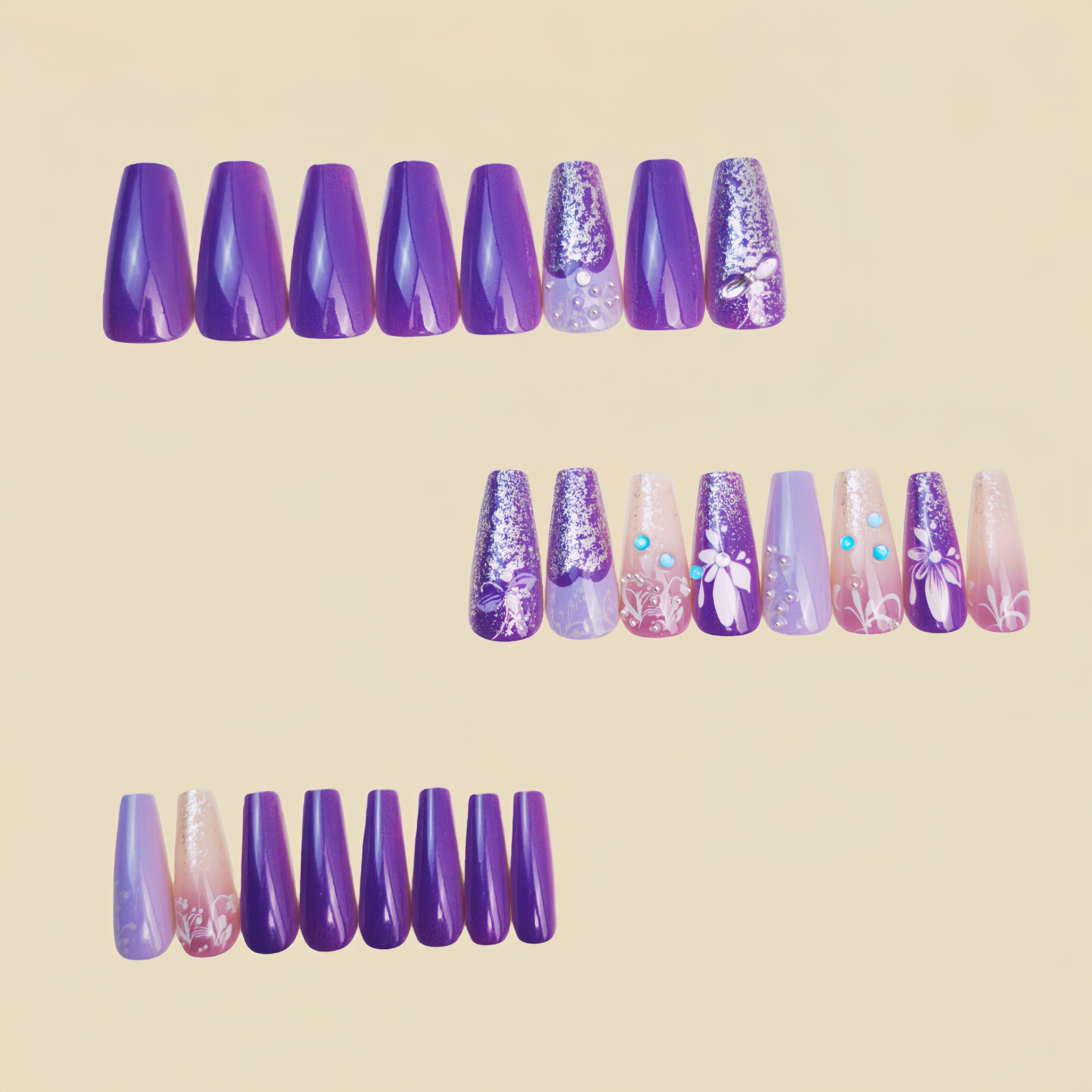 Medium long fake nails gradien - Nail Art Aesthetic recension och pris
