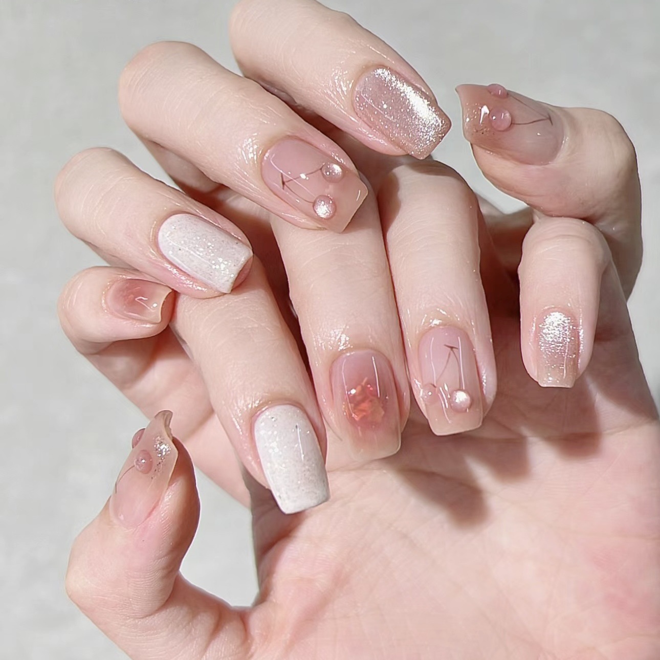 10pcs Pink Cat-Eye Handmade Na - Nail Art Cat Eye Pink recension och pris