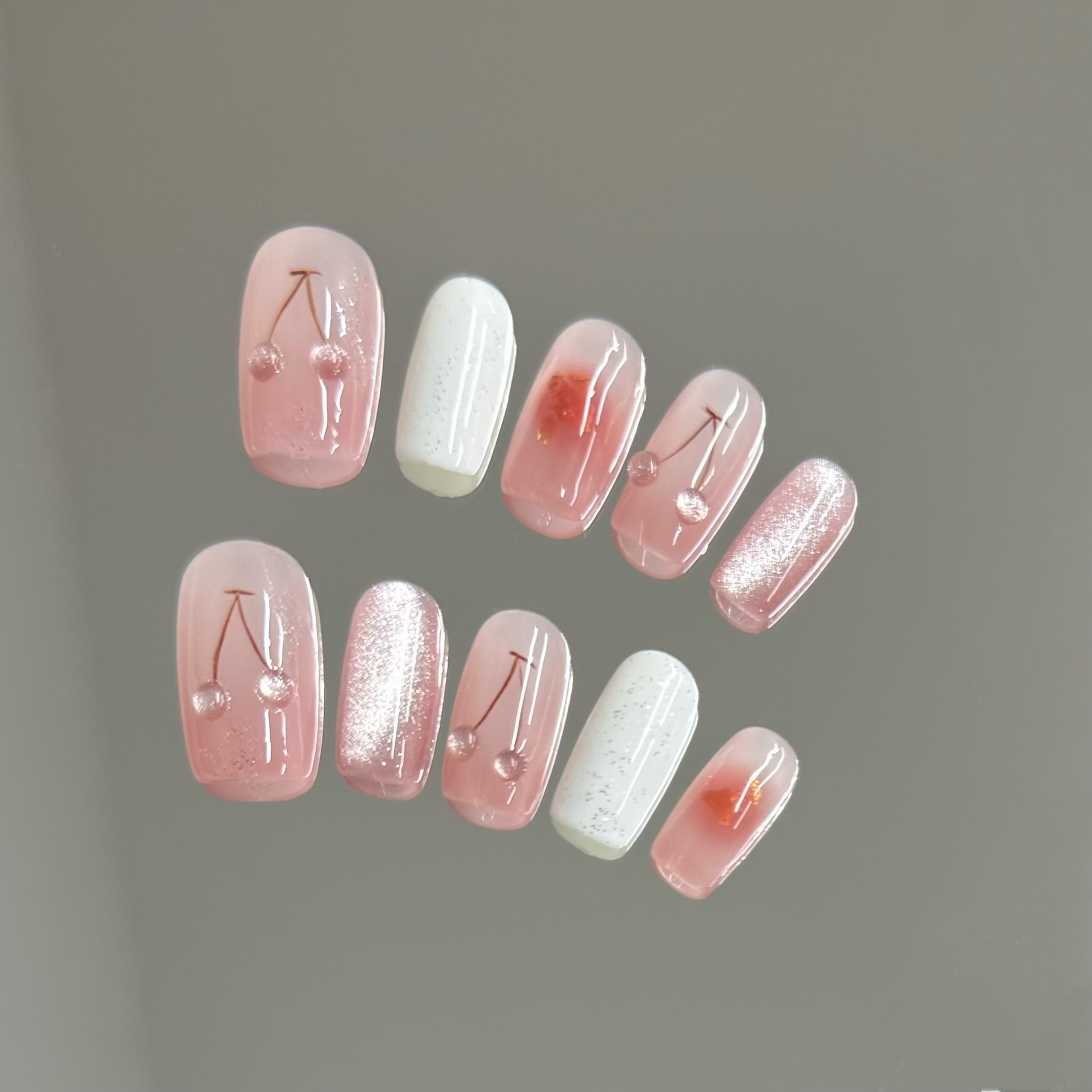 10pcs Pink Cat-Eye Handmade Na - Nail Art Cat Eye Pink recension och pris