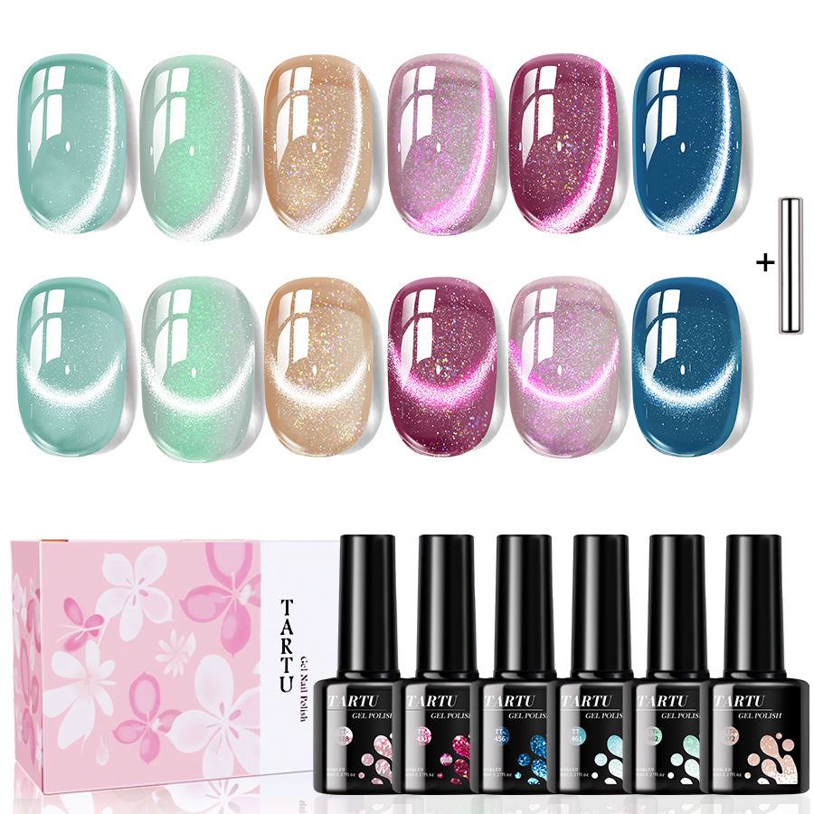6pcs Cat Eye Gel Nail Polish S - Nail Art Cat Eye Pink recension och pris
