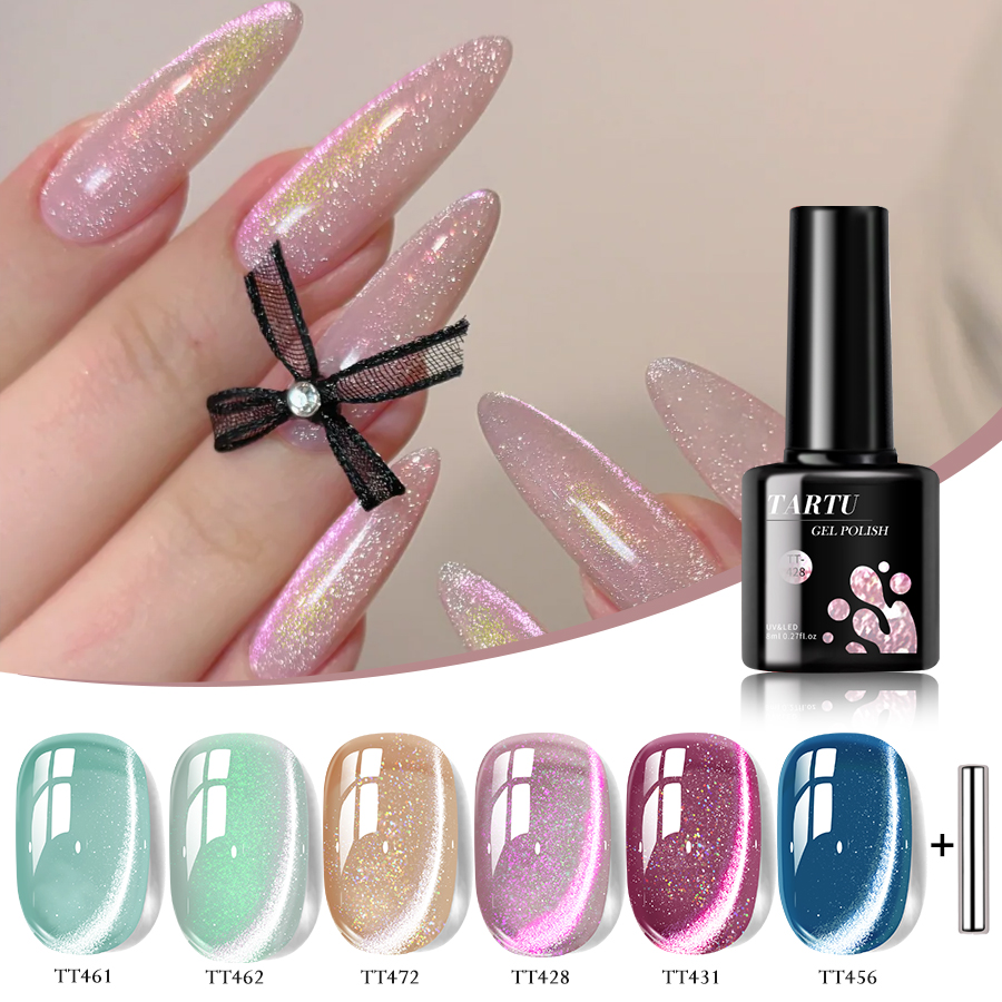 6pcs Cat Eye Gel Nail Polish S - Nail Art Cat Eye Pink recension och pris