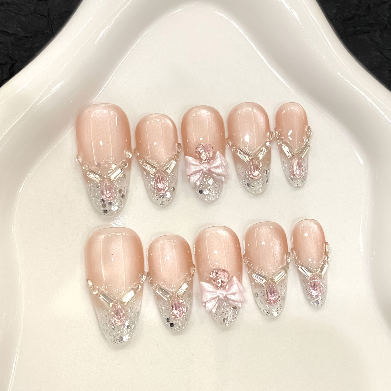 Handmade Cat Eyes False Nails  - Nail Art Cat Eye Pink recension och pris
