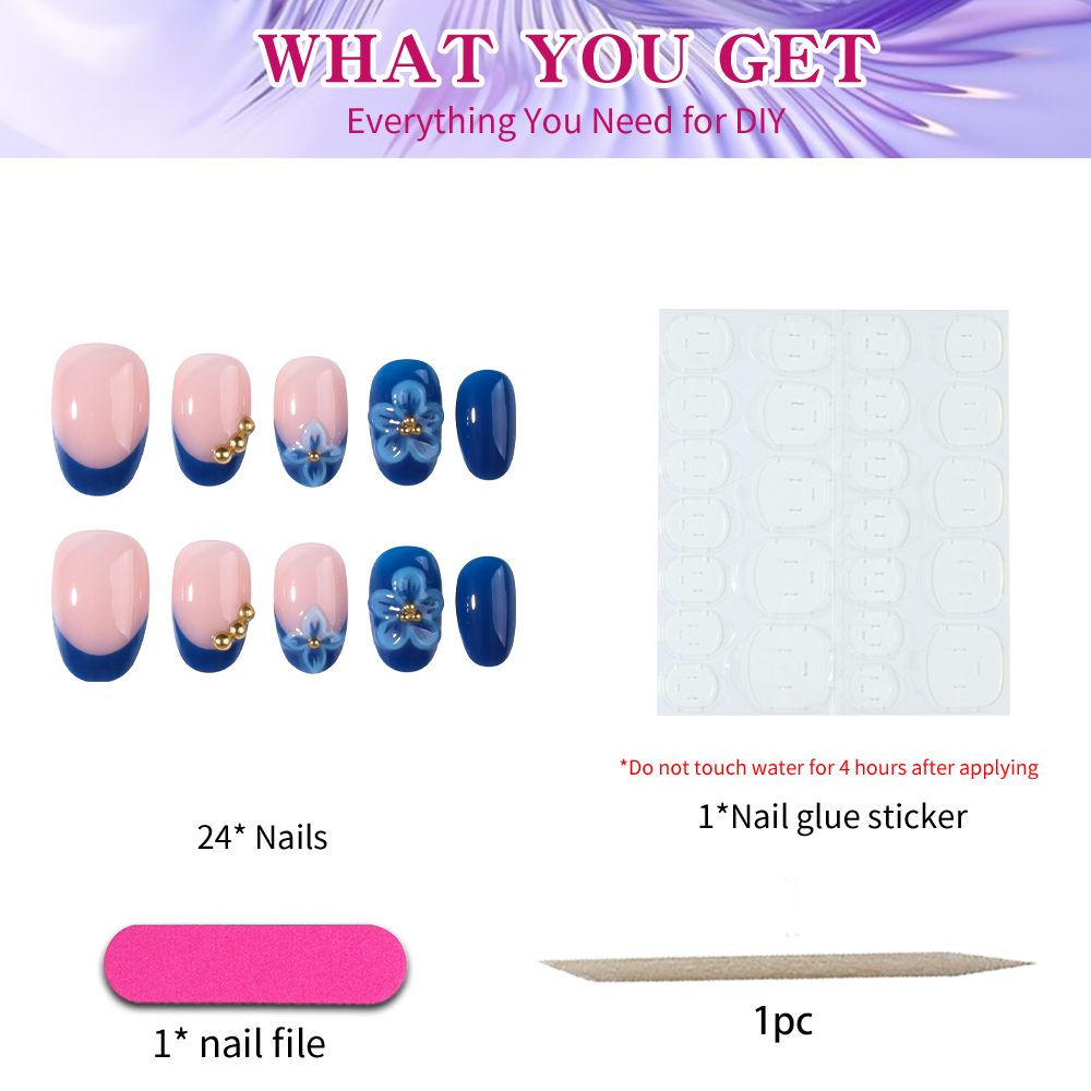 24pcs Short Oval 3D Gel Nail S - Nail Art Halal recension och pris